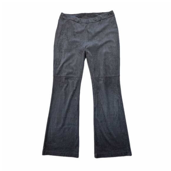 Soft Surroundings Pants - Soft Surroundings Black Faux Suede Pull On Flare Boho Retro Soft Comfort Pants